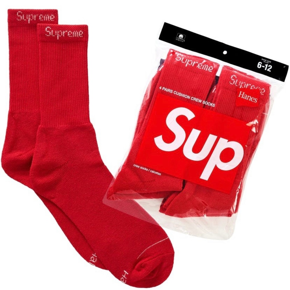 Supreme x Hanes red crew socks